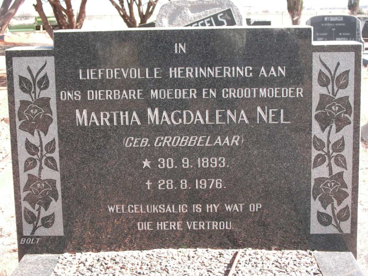 NEL Martha Magdalena nee GROBBELAAR 1893-1976