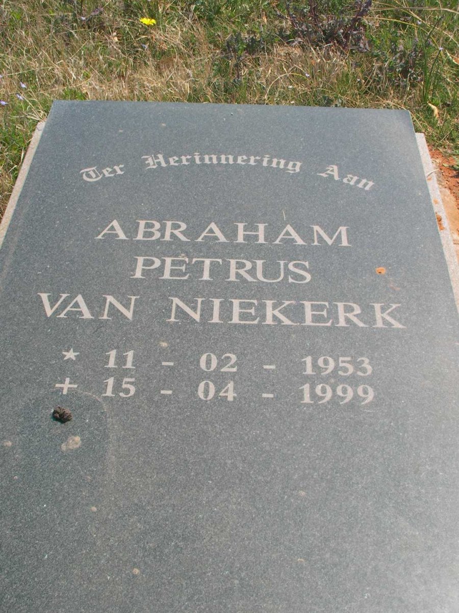 NIEKERK Abraham Petrus, van 1953-1999