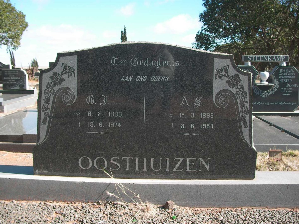 OOSTHUIZEN G.J. 1898-1974 &amp; A.S. 1898-1980