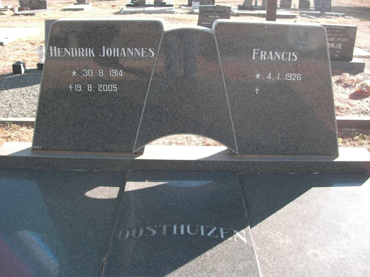 OOSTHUIZEN Hendrik Johannes 1914-2005 &amp; Francis 1926-