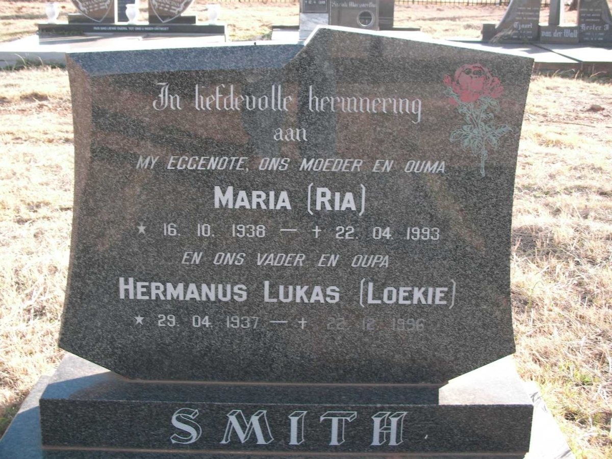 SMITH Hermanus Lukas 1937-1996 &amp; Maria 1938-1993
