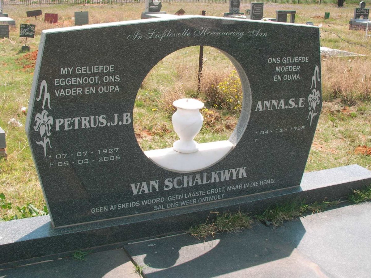 SCHALKWYK Petrus J.B., van 1927-2006 &amp; Anna S.E. 1928-