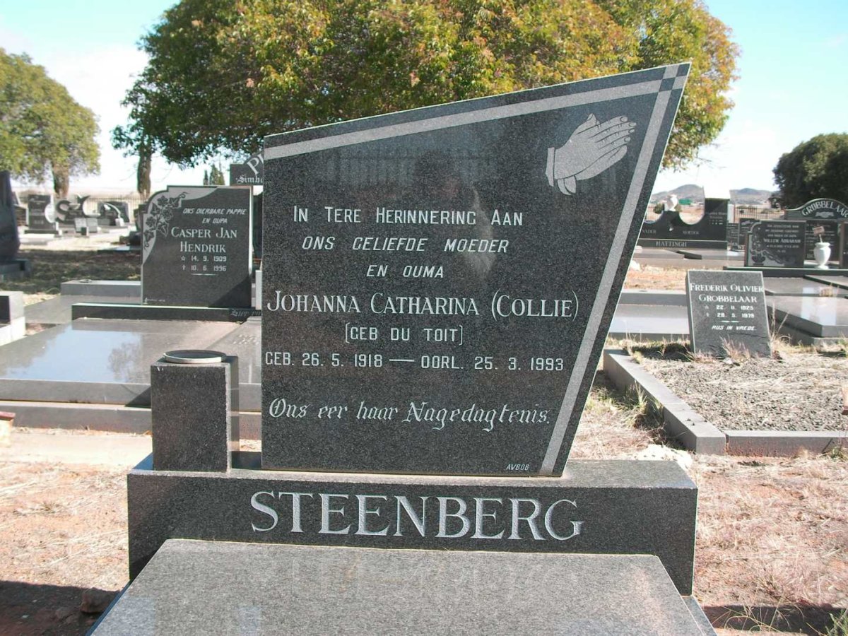 STEENBERG Johanna Catharina nee DU TOIT 1918-1993