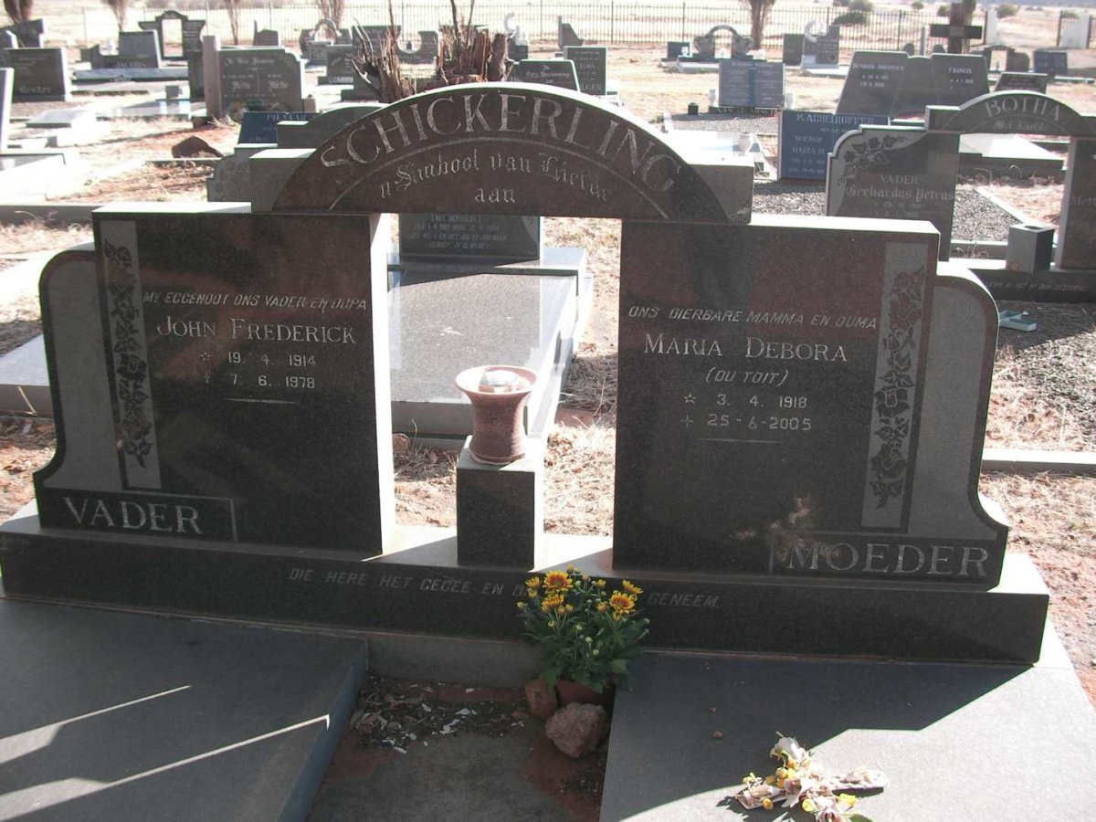 SCHICKERLING John Frederick 1914-1978 &amp; Maria Debora DU TOIT 1918-2005