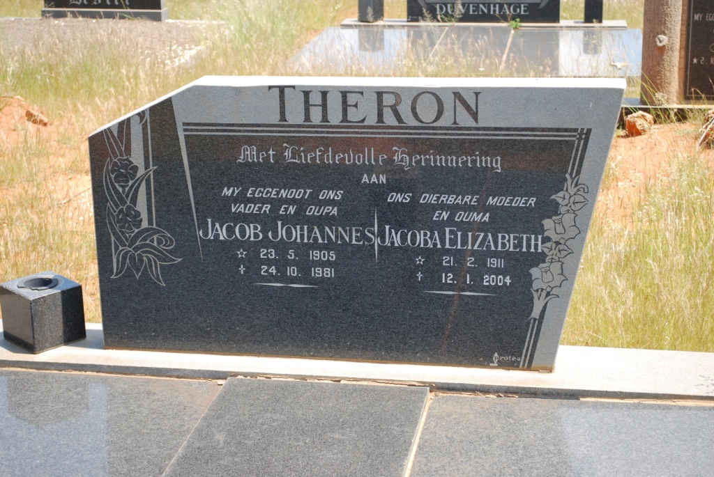 THERON Jacob Johannes 1905-1981 &amp; Jacoba Elizabeth 1911-2004