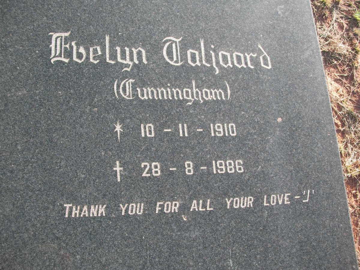 TALJAARD Evelyn nee CUNNINGHAM 1910-1986