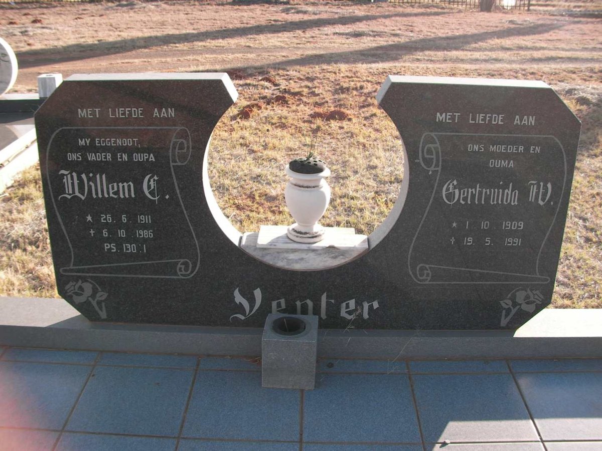VENTER Willem C. 1911-1986 &amp; Gertruida W. 1909-1991