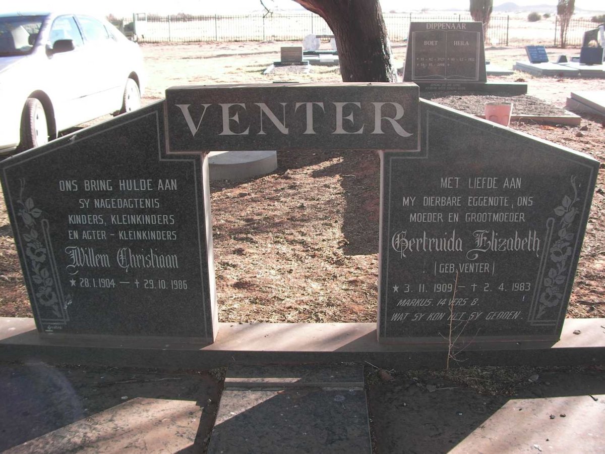 VENTER Willem Christiaan 1904-1986 &amp; Gertruida Elizabeth VENTER 1909-1983