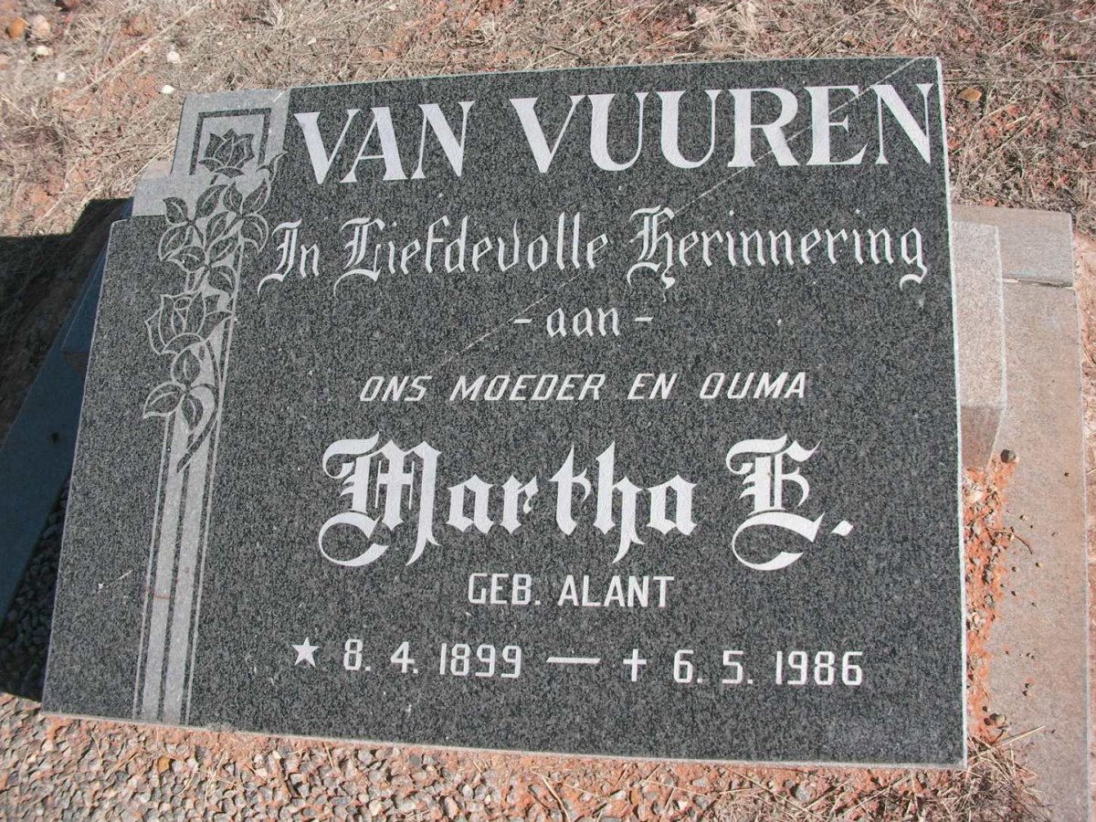 VUUREN Martha H., van nee ALANT 1899-1986