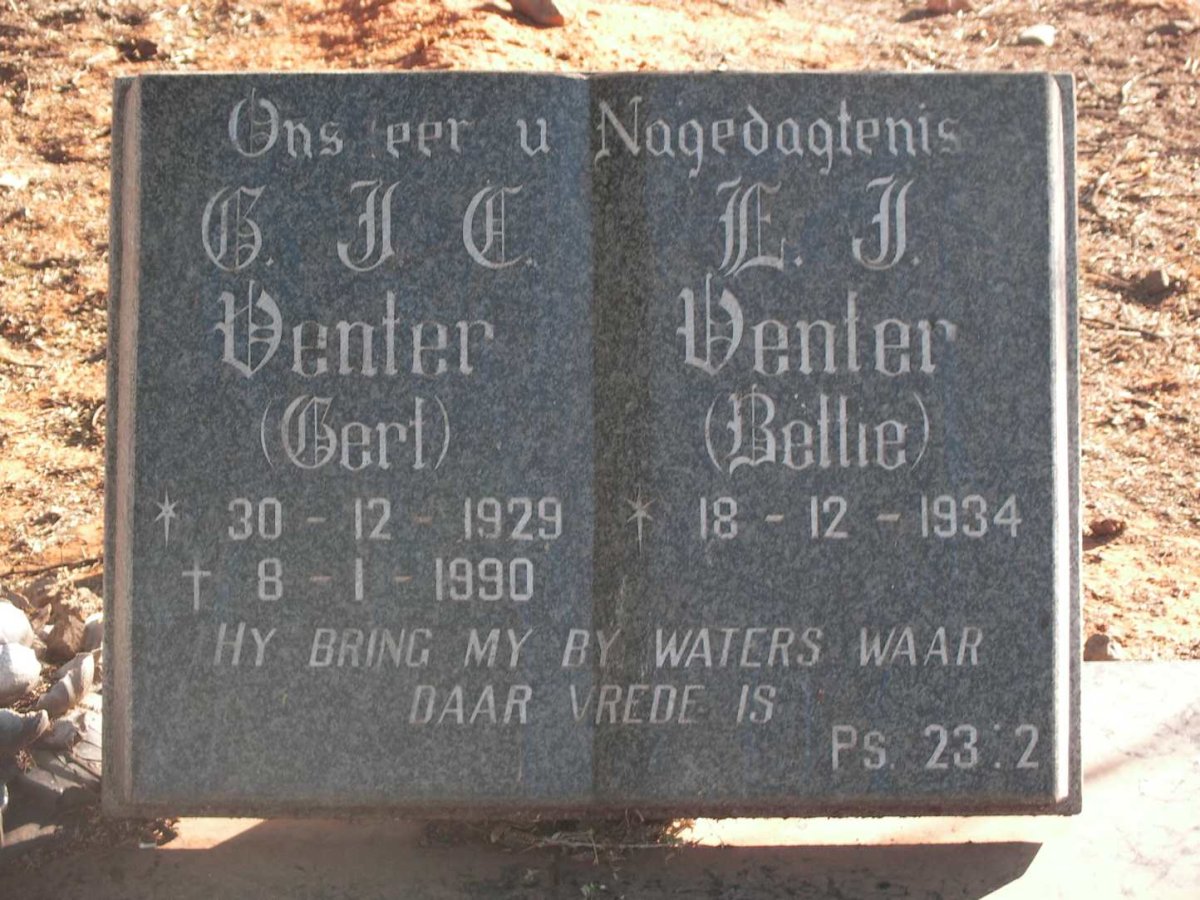 VENTER G.J.C. 1929-1990 &amp; E.J. 1934-