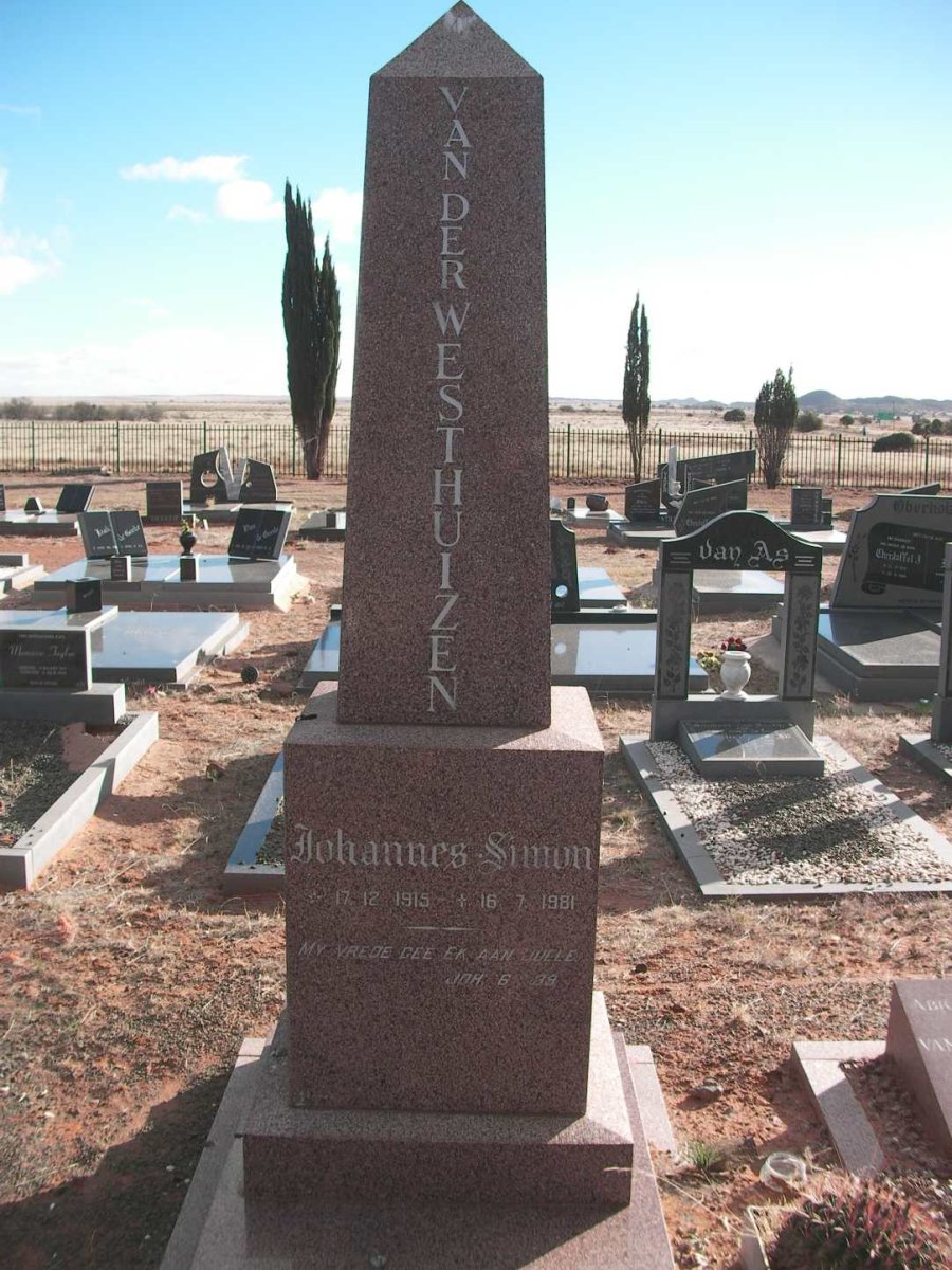 WESTHUIZEN Johannes Simon, van der 1915-1981