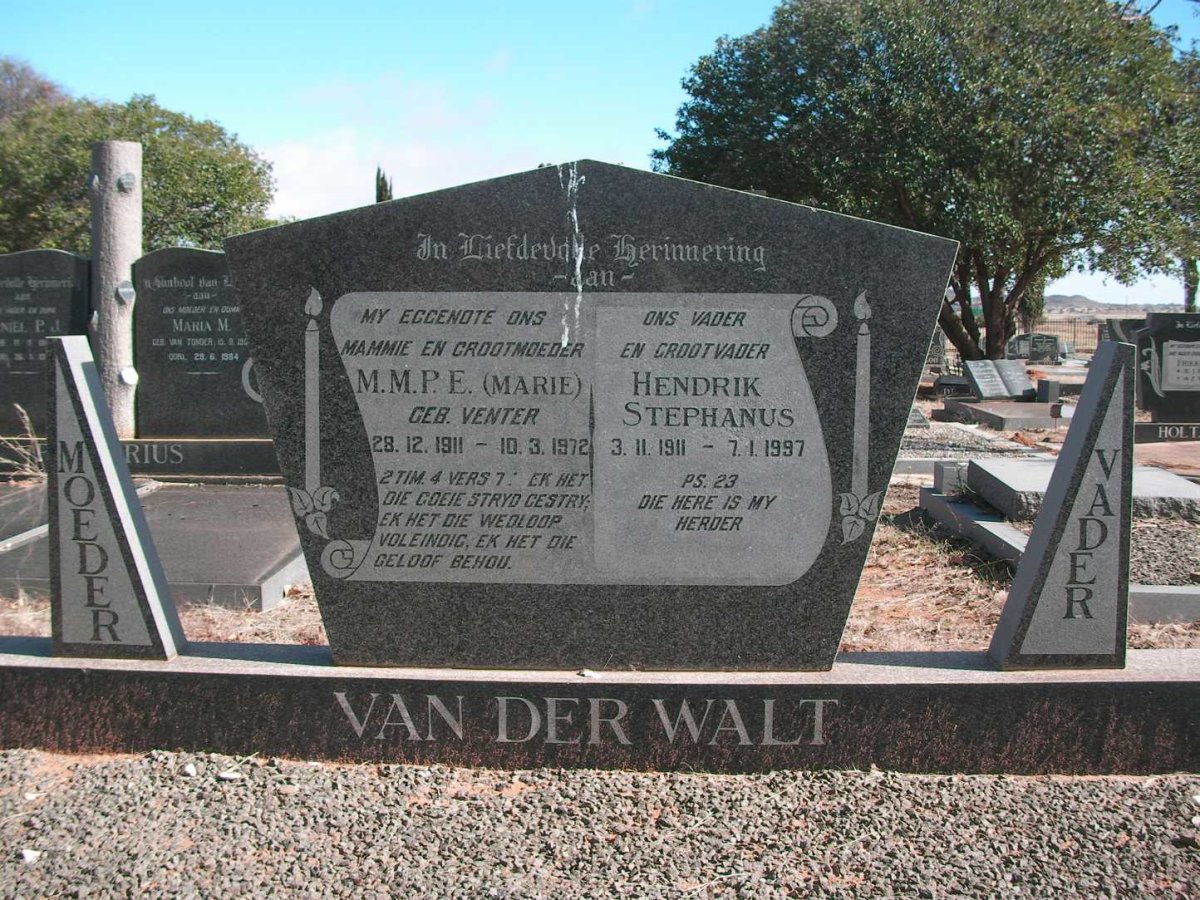 WALT Hendrik Stephanus, van der 1911-1997 &amp; M.M.P.E. VENTER 1911-1972