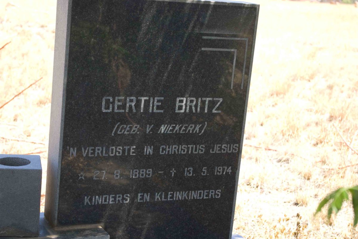 BRITZ Gertie nee VAN NIEKERK 1889-1974
