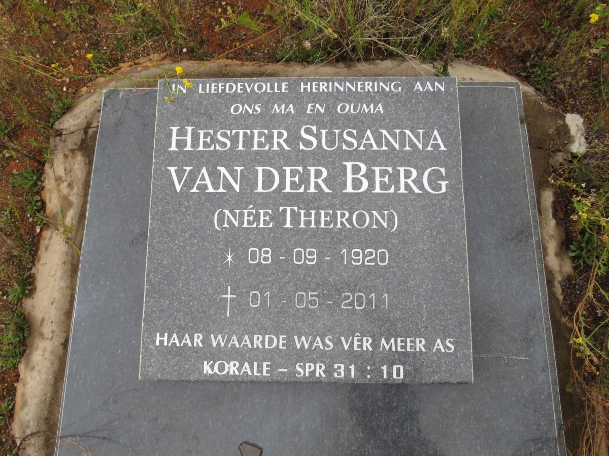 BERG Hester Susanna, van der nee THERON 1920-2011