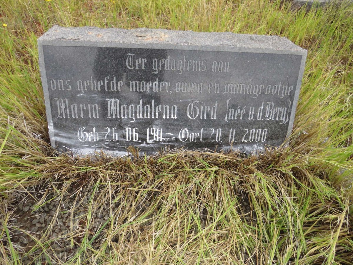 BIRD Maria Magdalena nee v.d. BERG 1911-2000