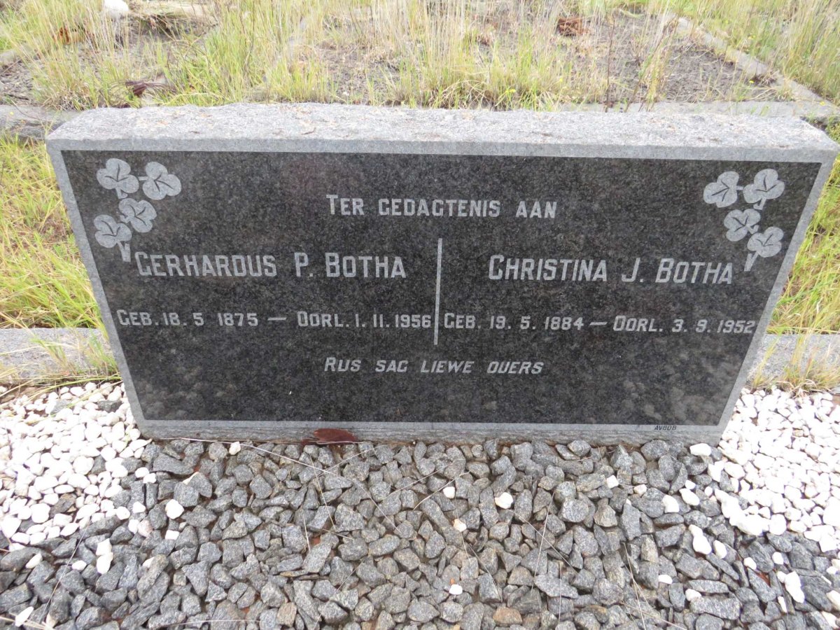 BOTHA Gerhardus P. 1875-1956 &amp; Christina J. 1884-1952