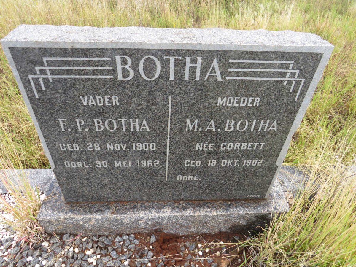 BOTHA F.P. 1900-1962 &amp; M.A. CORBETT 1902-