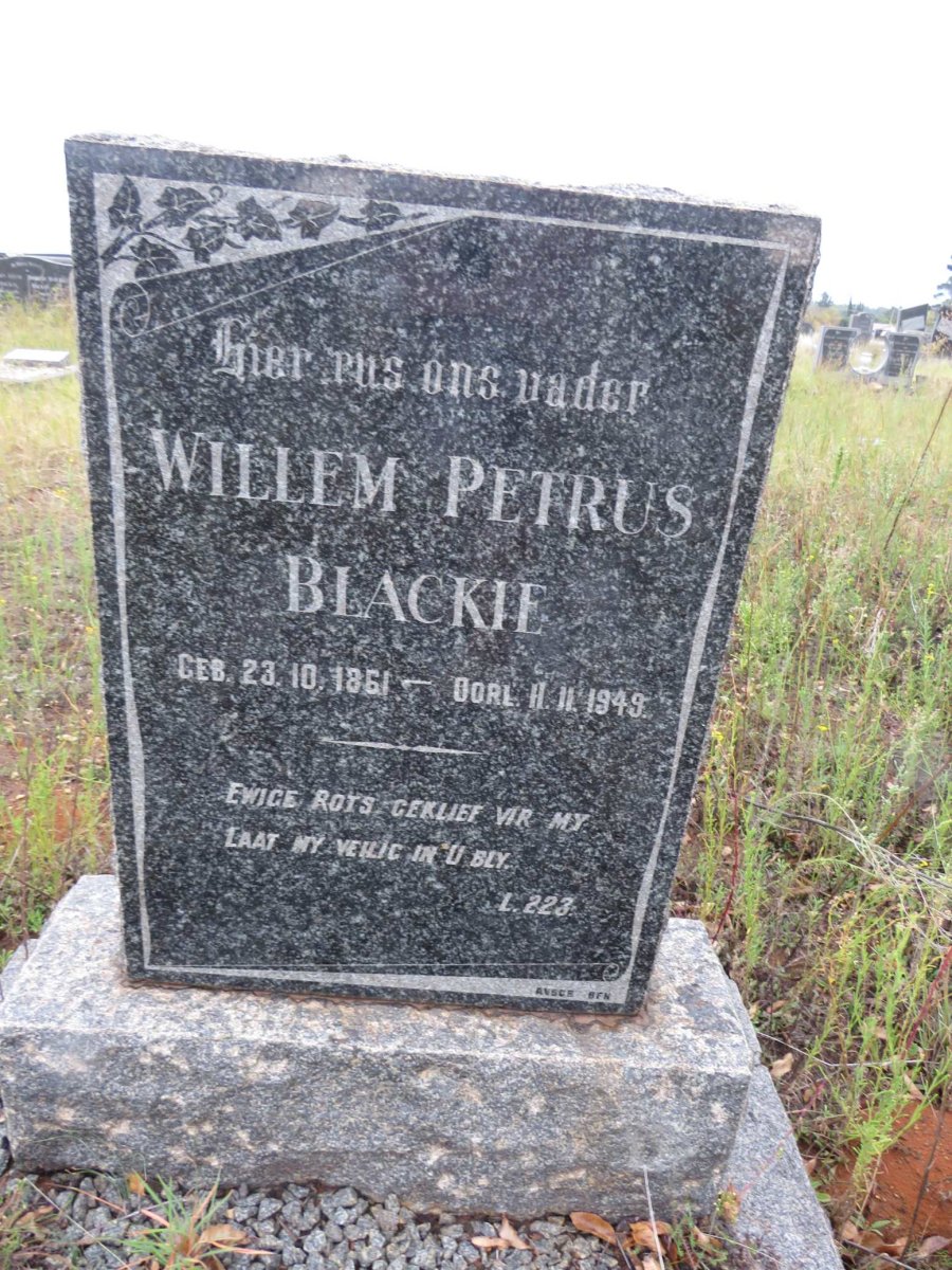 BLACKIE Willem Petrus 1861-1949