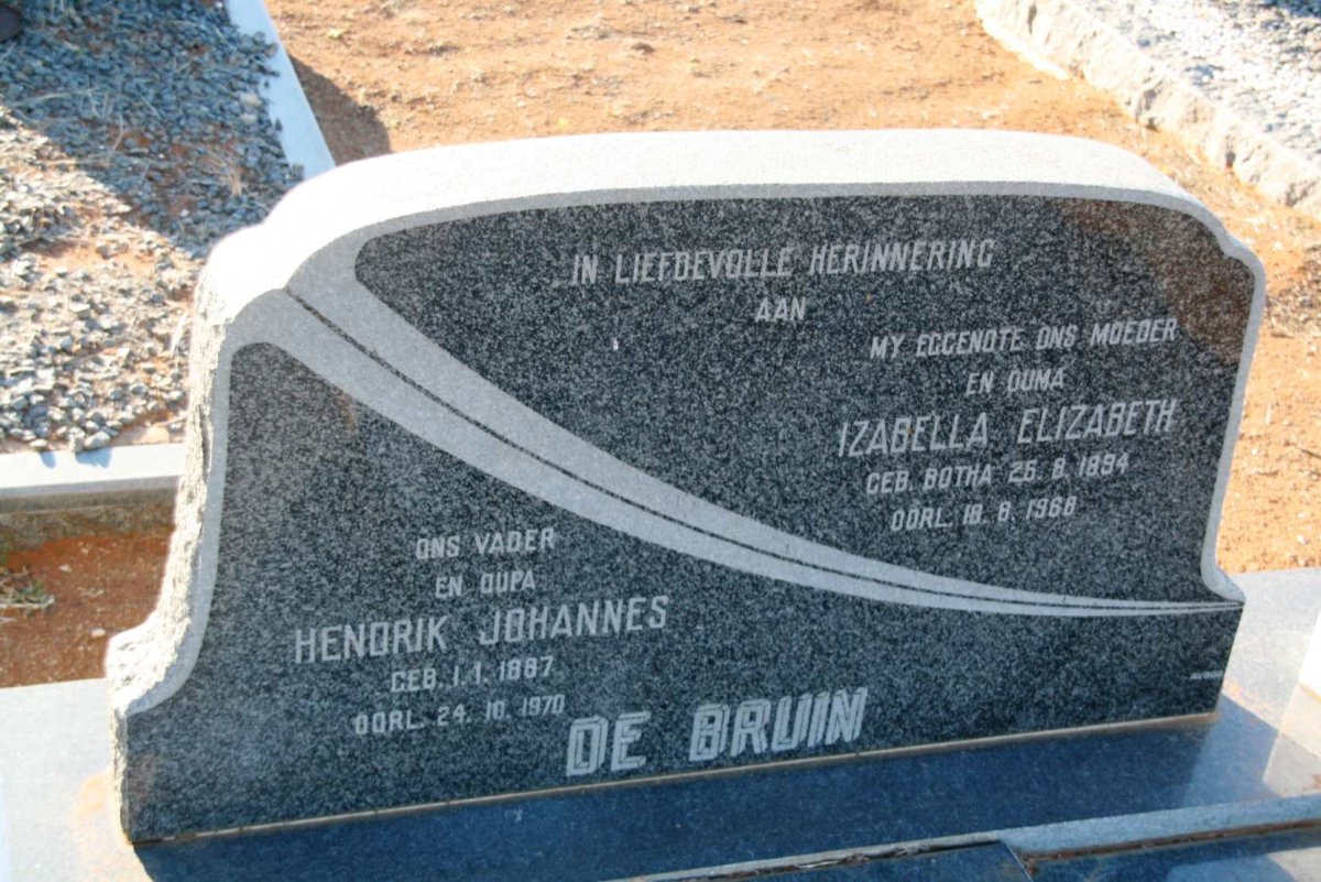 BRUIN Hendrik Johannes, de 1887-1970 &amp; Izabella Elizabeth BOTHA 1894-1968