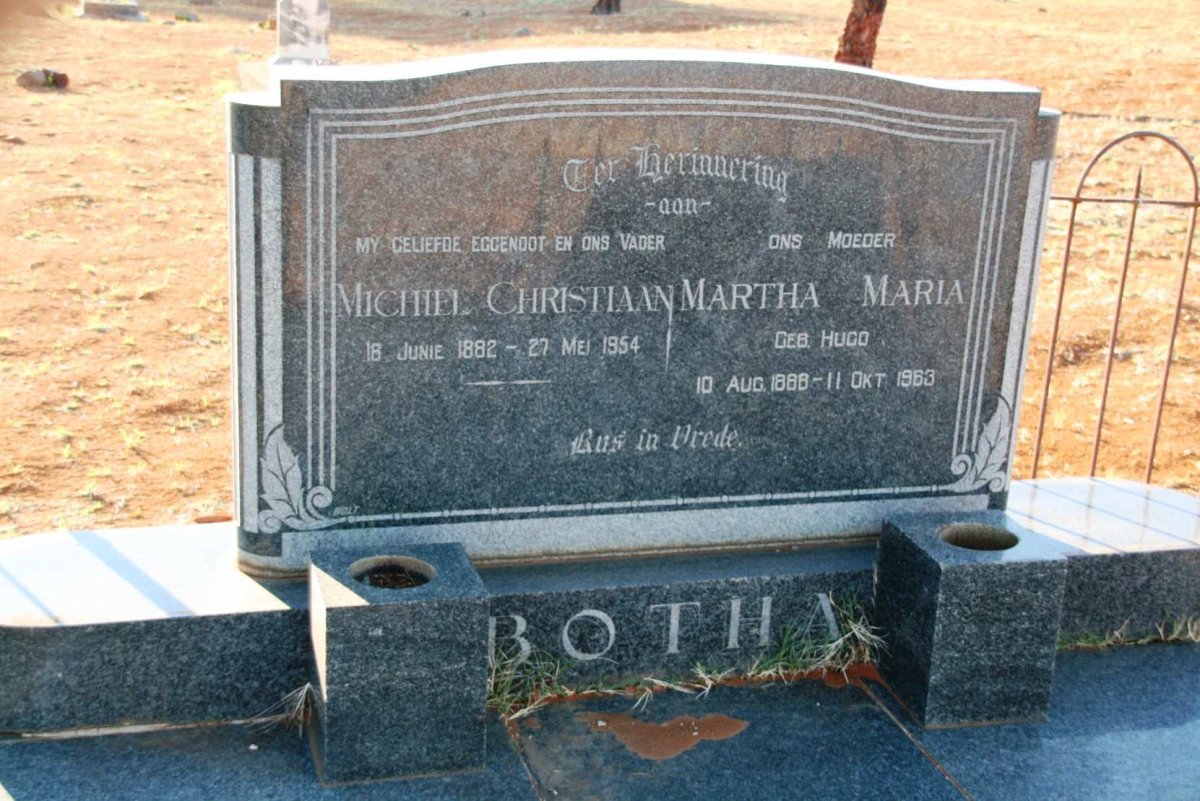 BOTHA Michiel Christiaan 1882-1954 &amp; Martha Maria HUGO 1888-1963