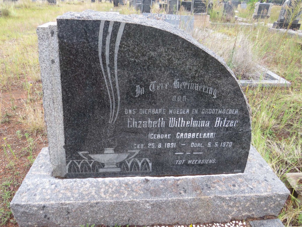 BITZER Elizabeth Wilhelmina nee GROBBELAAR 1891-1970