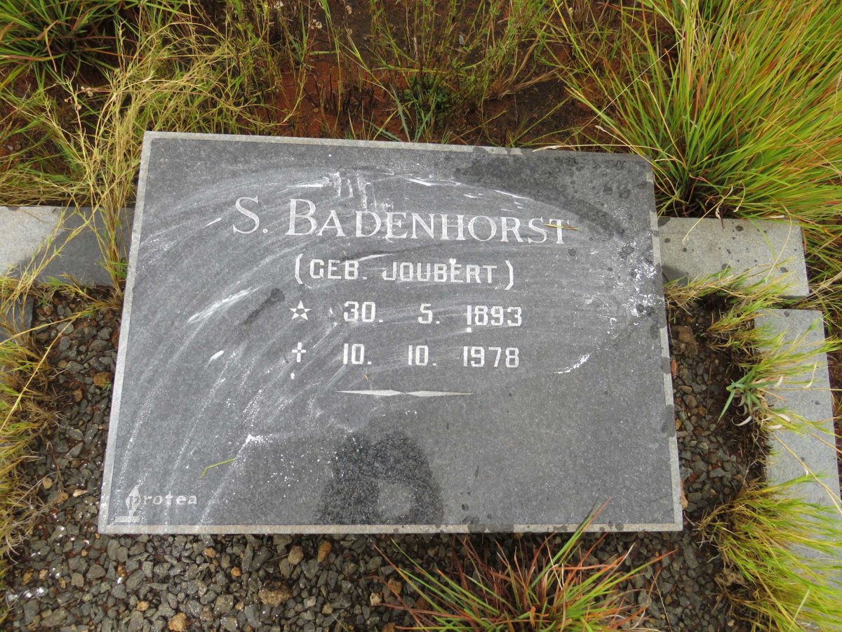 BADENHORST S. nee JOUBERT 1893-1978