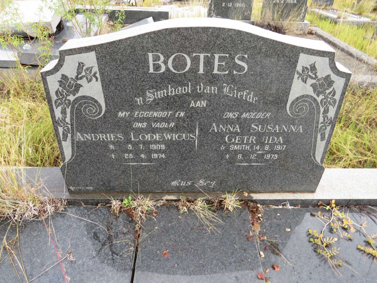 BOTES Andries Lodewicus 1909-1974 &amp; Anna Susanna Gertruida SMITH 1917-1975