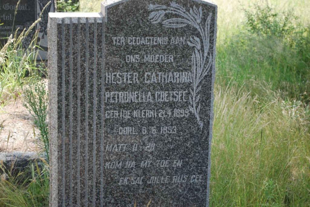 COETSEE Hester Catharina Petronella nee DE KLERK 1899-1953