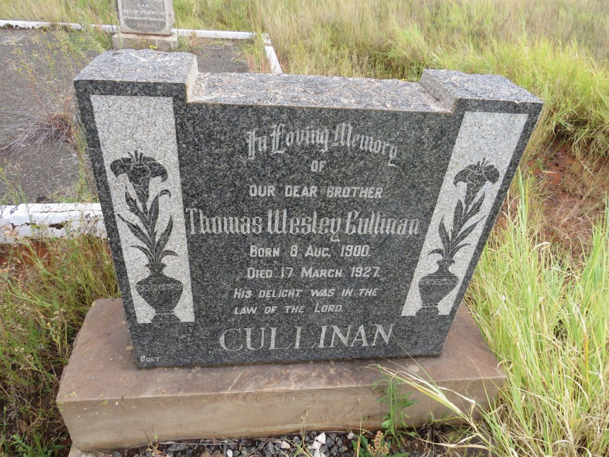 CULLINAN Thomas Wesley 1900-1927