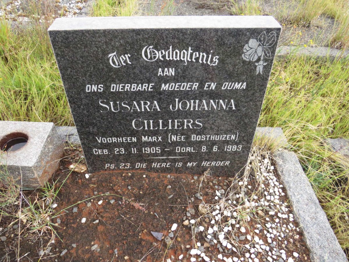 CILLIERS Susara Johanna voorheen MARX nee OOSTHUIZEN 1905-1983