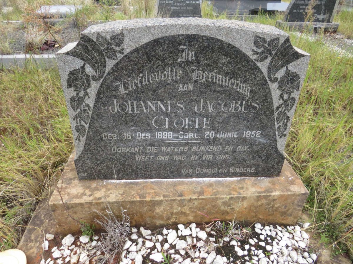 CLOETE Johannes Jacobus 1898-1952