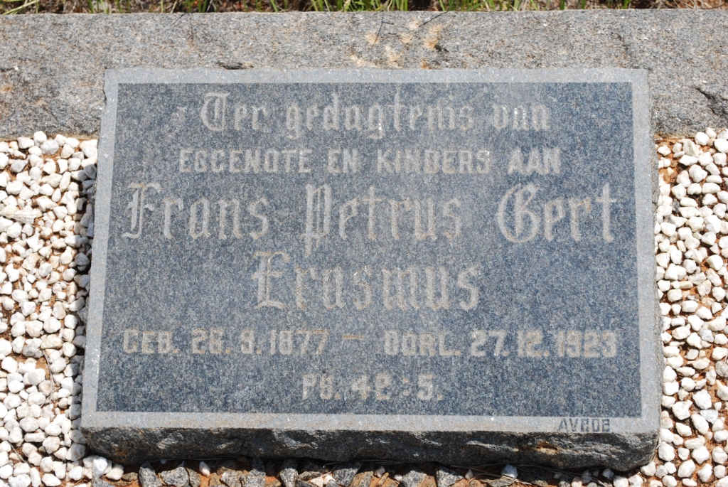 ERASMUS Frans Petrus Gert 1877-1923
