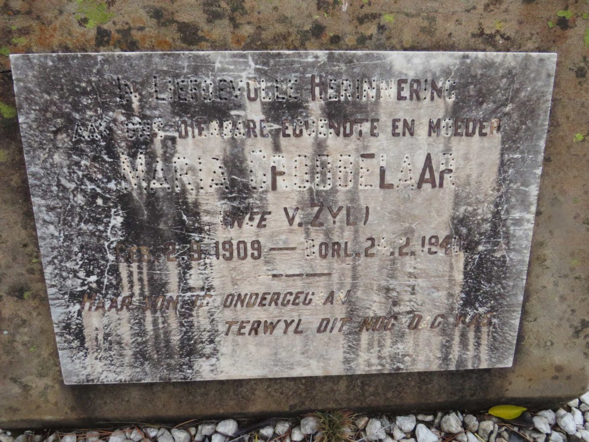 GROBBELAAR Maria nee V. ZYL 1909-1940