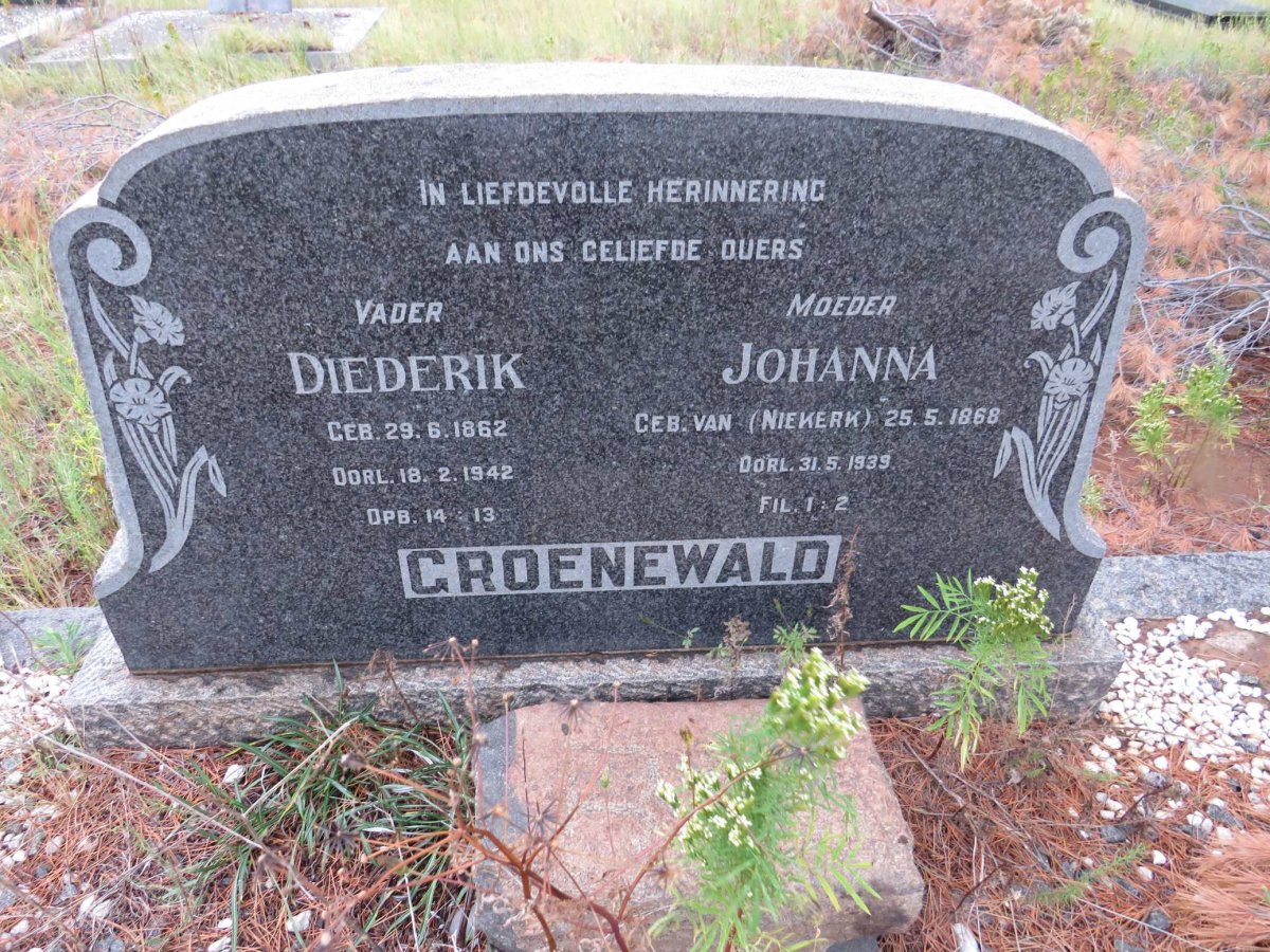 GROENEWALD Diederik 1862-1942 &amp; Johanna VAN NIEKERK 1868-1939