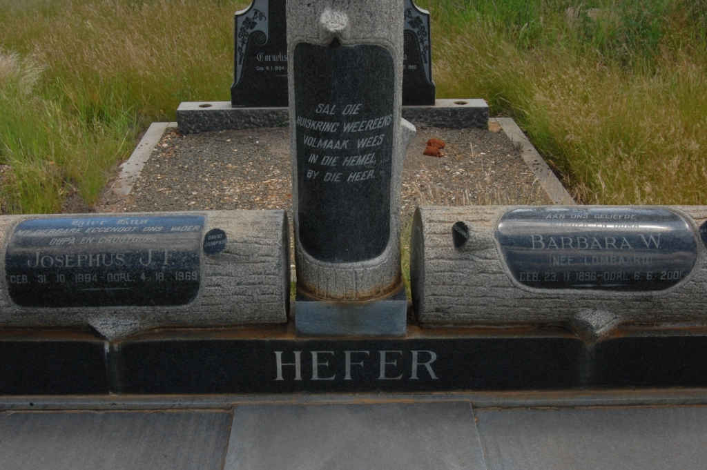 HEFER  Josephus J.F. 1894-1969 &amp; Barbara W. LOMBAARD 1896-2001 