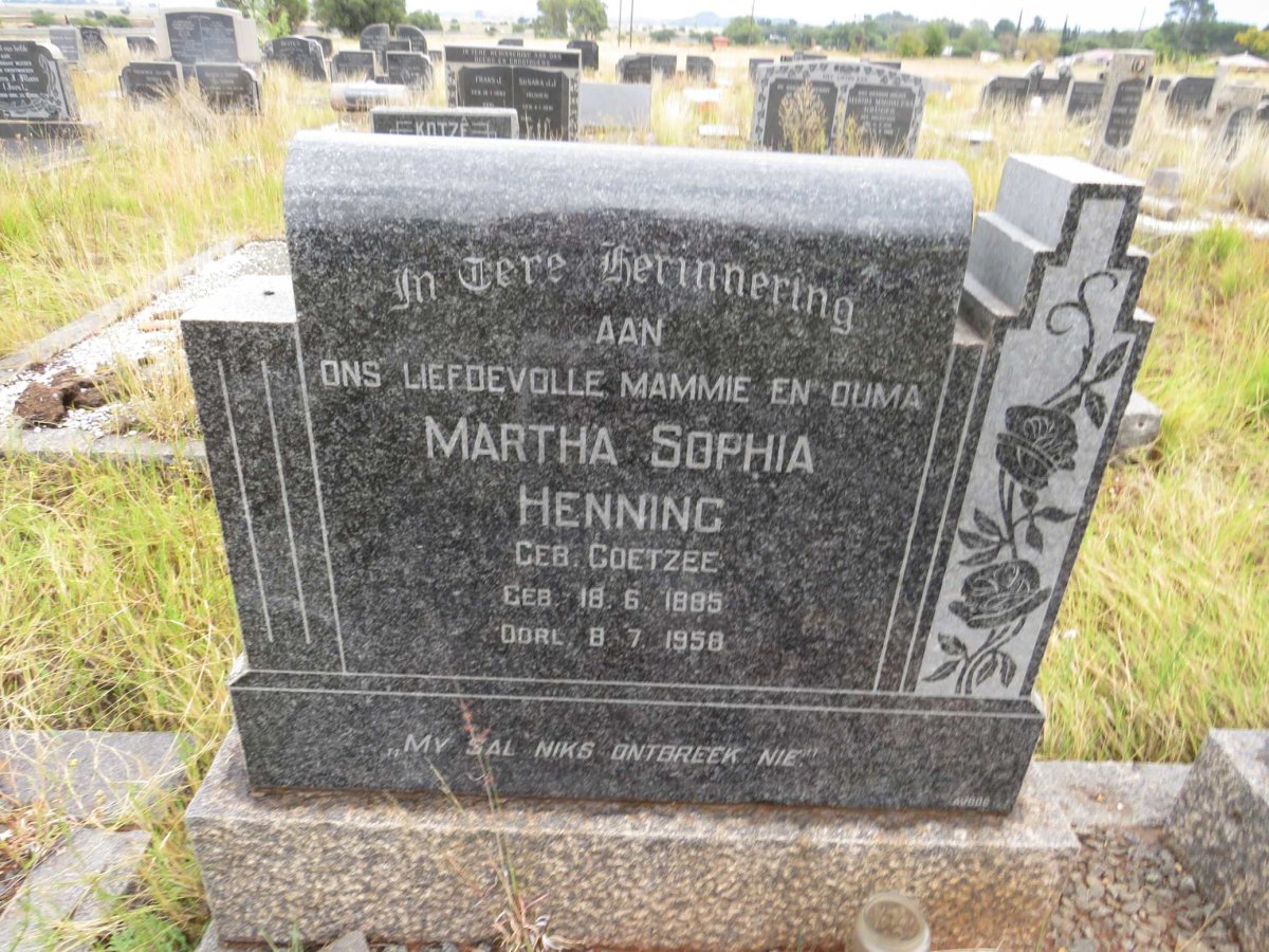 HENNING Martha Sophia nee COETZEE 1885-1958
