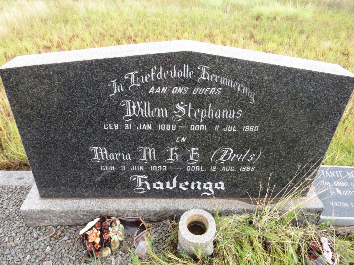 HAVENGA Willem Stephanus 1888-1960 &amp; Maria M.H.E. BRITZ  1893-1986