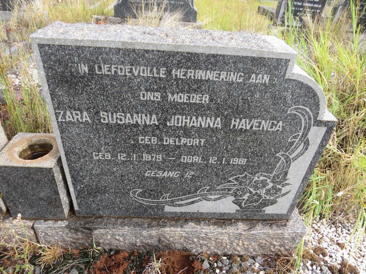 HAVENGA Zara Susanna Johanna nee DELPORT 1879-1961
