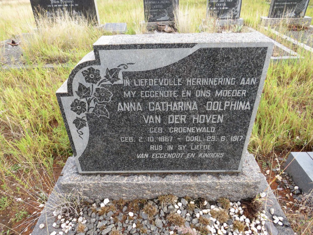 HOVEN Anna Catarina Dolphina, van der nee GROENEWALD 1867-1917