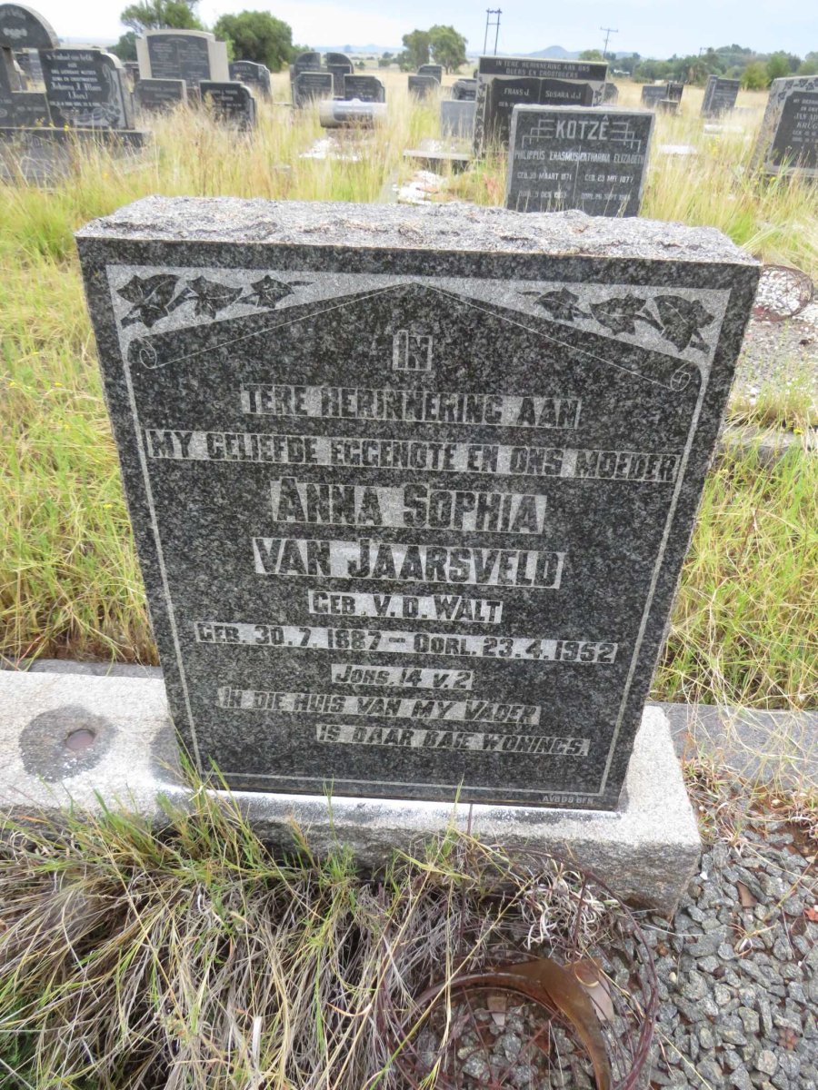 JAARSVELD Anna Sophia, van nee v.d. WALT 1887-1952