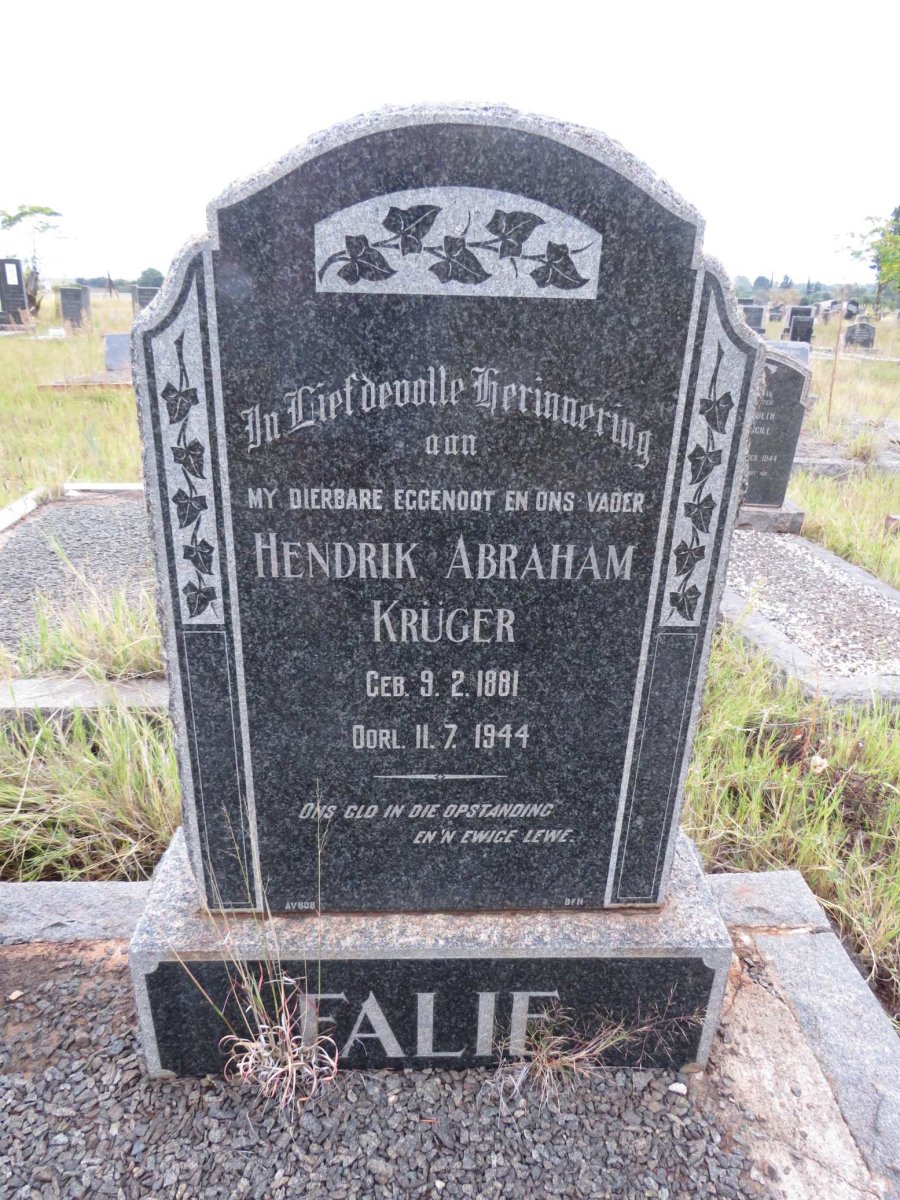 KRUGER Hendrik Abraham 1881-1944