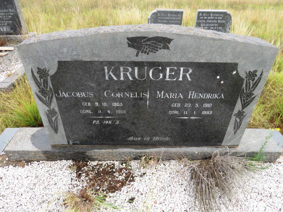 KRUGER Jacobus Cornelis 1905-1968 &amp; Maria Hendrika 1912-1993