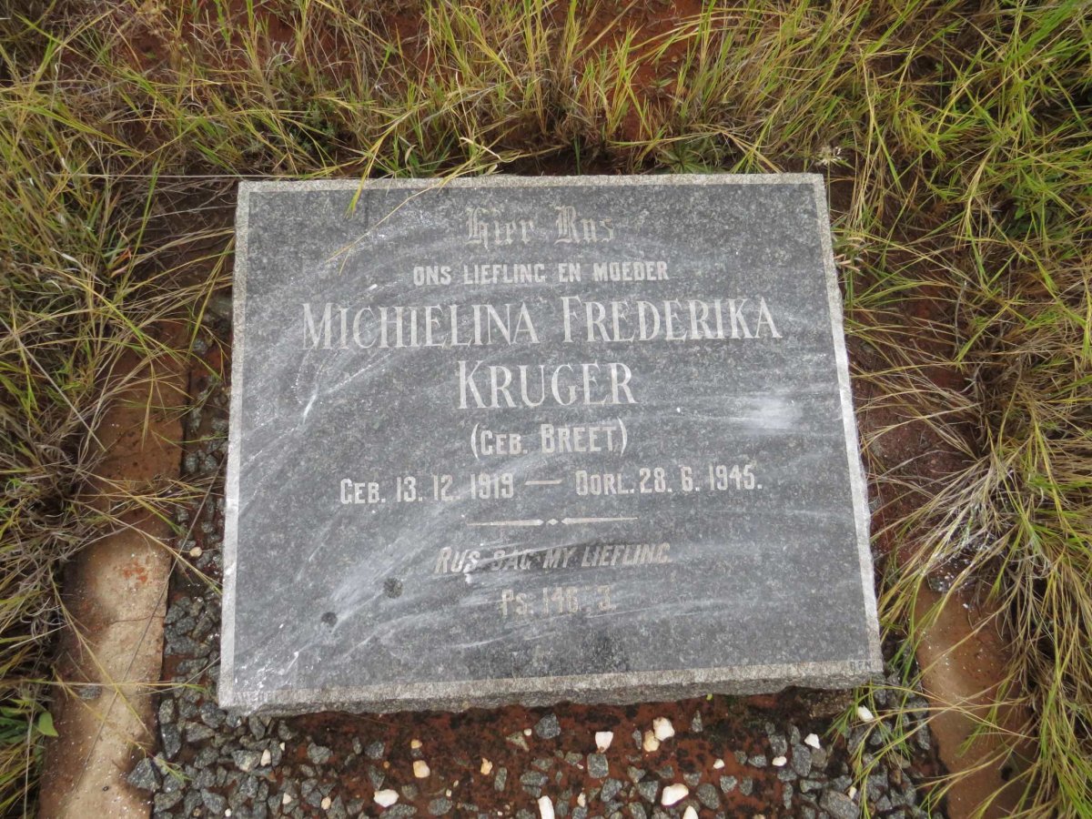 KRUGER Michielina Frederika nee BREET 1919-1945