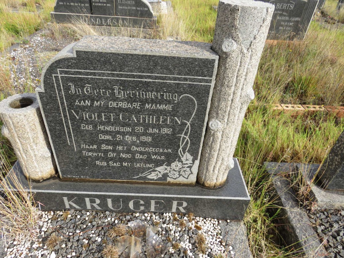 KRUGER Violet Cathleen nee HENDERSON 1912-1961