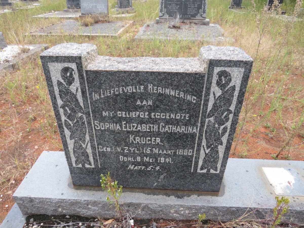 KRUGER Sophia Elizabeth Catharina nee V. ZYL 1890-1941
