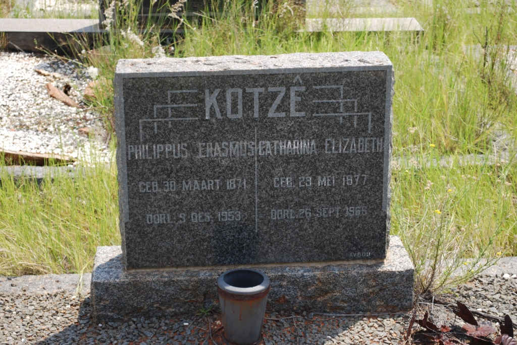 KOTZÊ Philippus Erasmus 1871-1953 &amp; Catharina Elizabeth 1877-1966