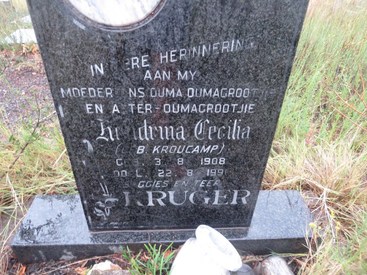 KRUGER Hendrina Cecilia nee KROUCAMP 1908-1991