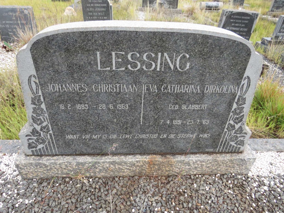 LESSING Johannes Christiaan 1889-1963 &amp; Eva Catharina Dirkolina SLABBERT 1891-1963
