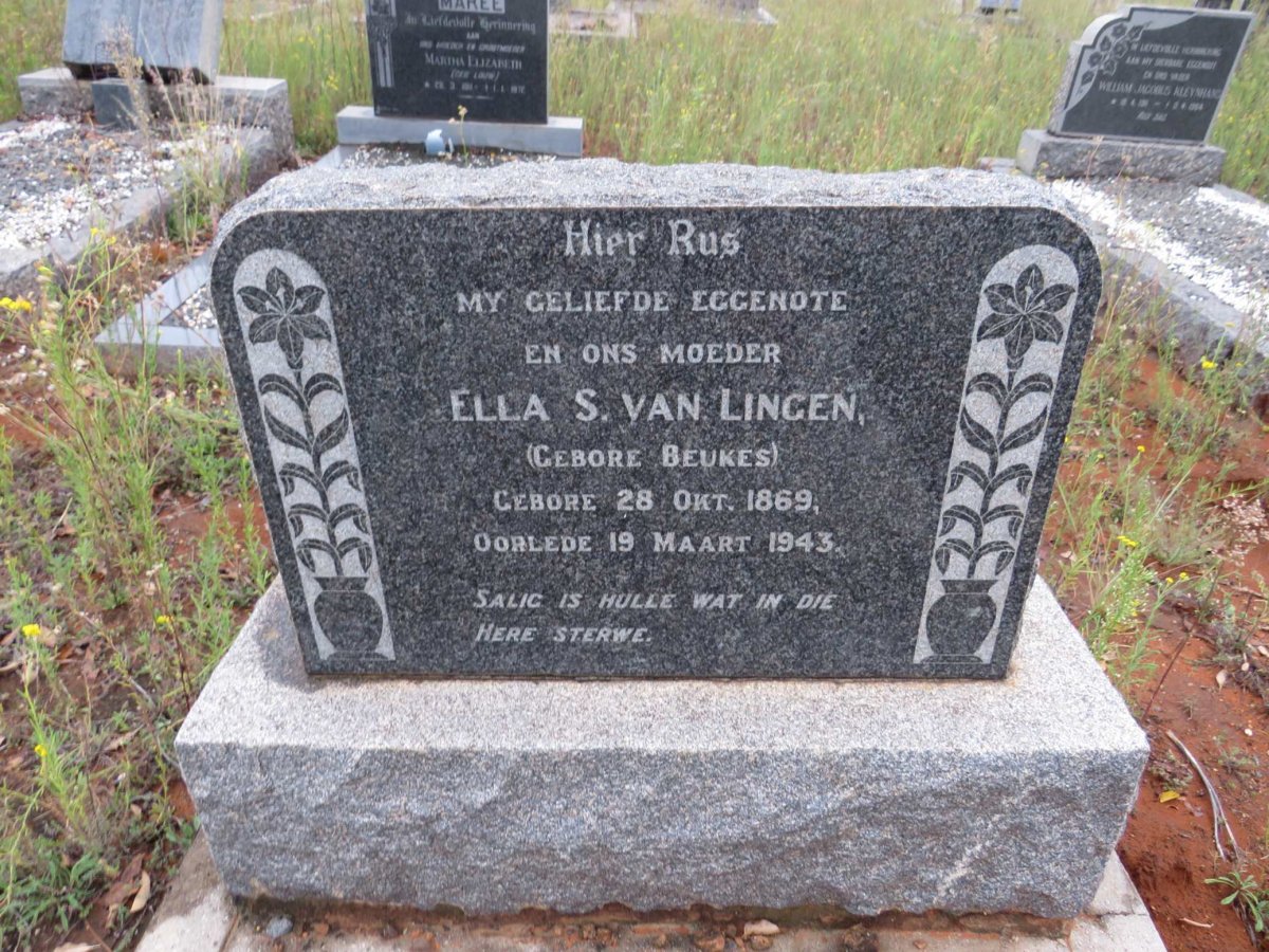 LINGEN Ella S., van nee BEUKES 1869-1943