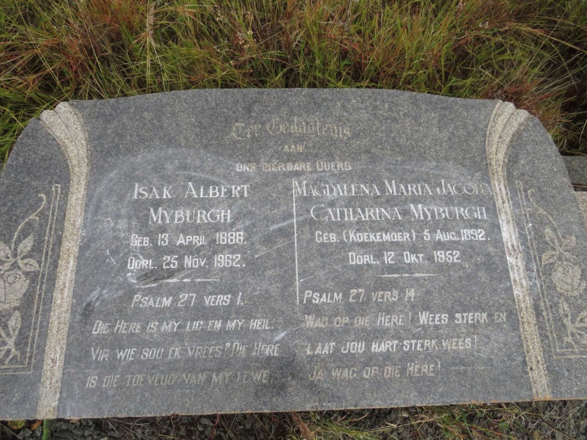 MYBURGH Izak Albert 1886-1962 &amp; Catharina KOEKEMOER 1892-1952